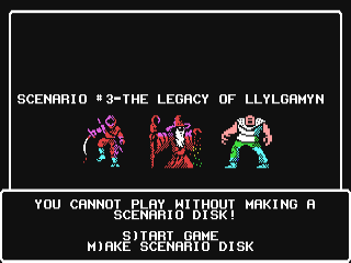 Wizardry Legacy of Llylgamyn the Third Scenario title screen for Commodore 64